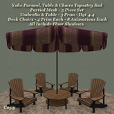 Yolie Parasol, Table & Chairs Tapestry Red1