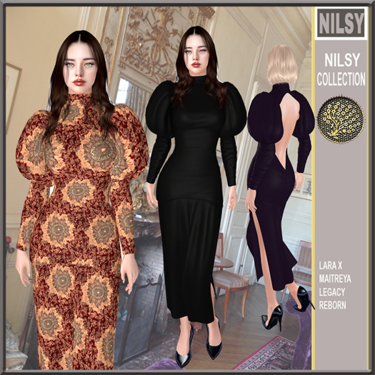 BALLOON SLEEVE DRESS,3OPTIONS