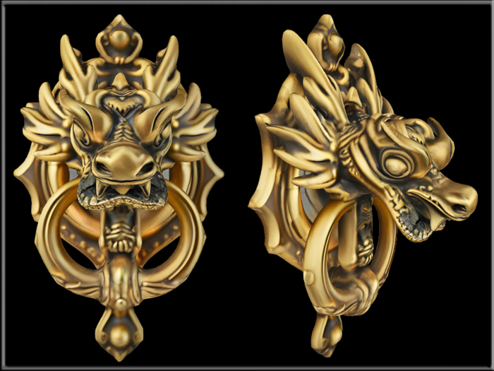 T-3D Creations [ Dragon door knocker ] Mesh - Full Perm
