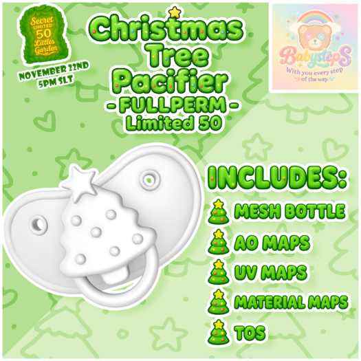 {Babysteps} Christmas Tree Pacifier- FULLPERM