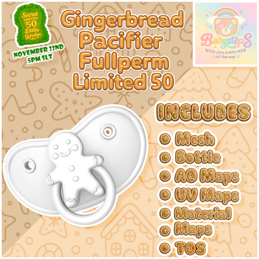 {Babysteps} Gingerbread Pacifier- FULLPERM