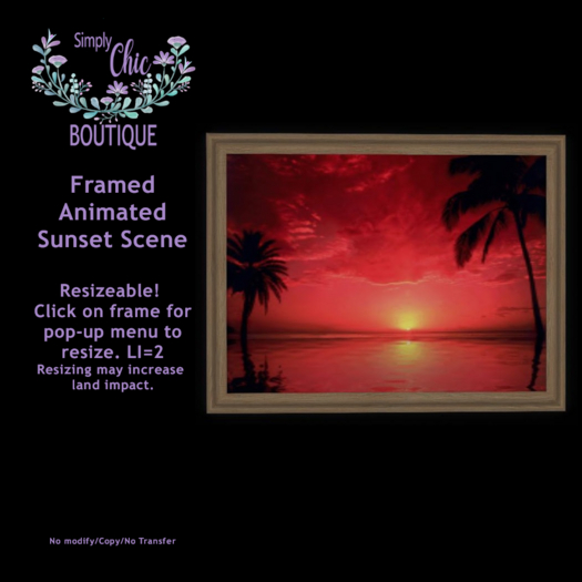 Framed Animated Sunset Scene