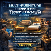 Multi-Furniture Linked Prim Transformer LSL Script – Full Permission, Customizable Animated Furniture Builder