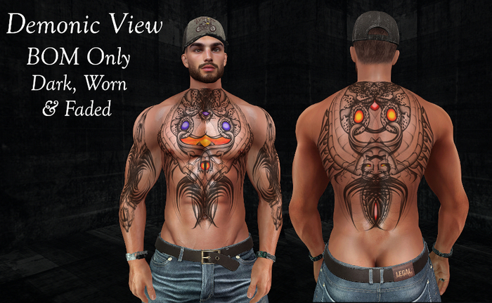 Etched Demonic View Tattoo