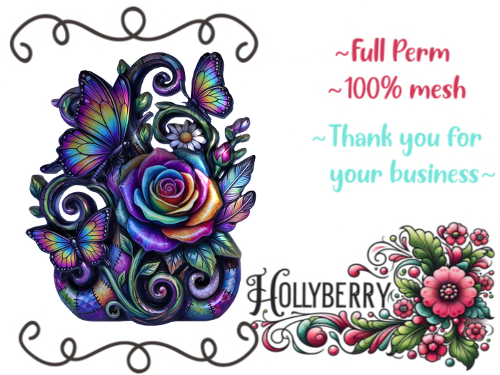 HB: Rainbow Rose & Butterflies Wall Decor FuLL PERM