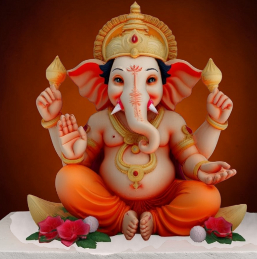 StatueZenElephantOrange