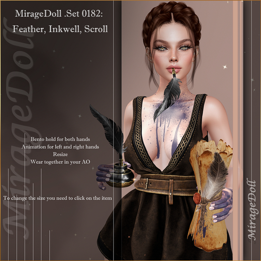 MirageDoll .Set 0182: Feather, Inkwell, Scroll