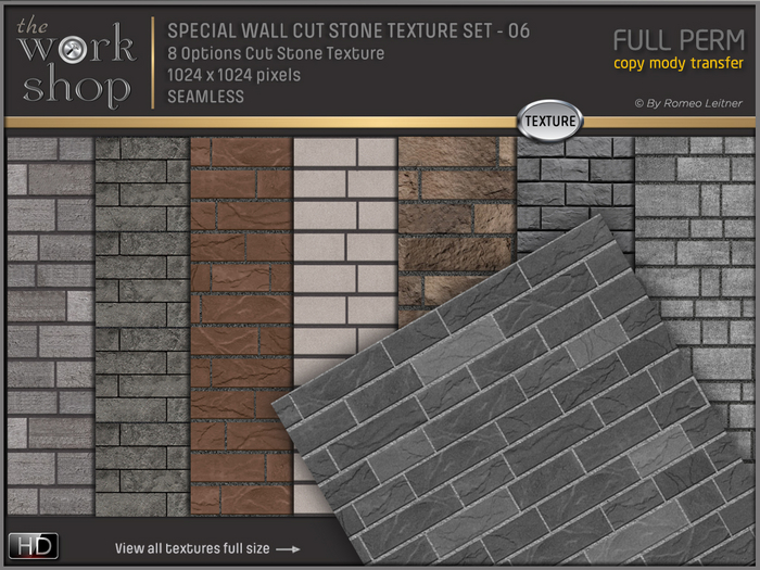 Second Life Marketplace - SPECIAL WALL CUT STONE TEXTURE SET - 06