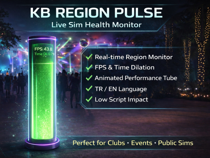 Second Life Marketplace - KB Region Pulse – Live Sim Health Monitor ...