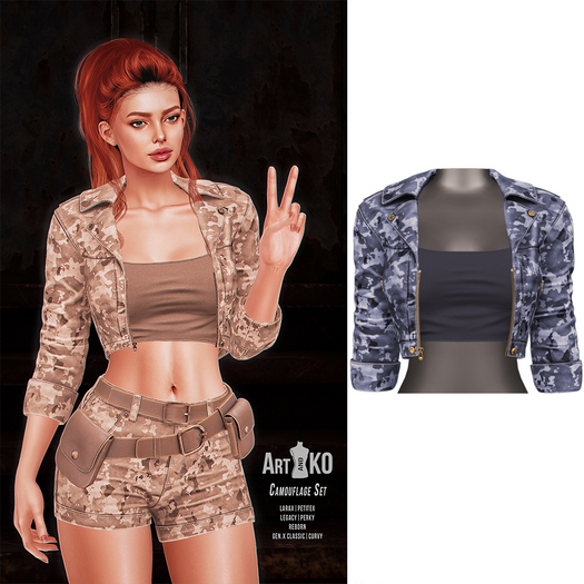 Art&Ko - Camouflage Set - Blue Jacket&Top