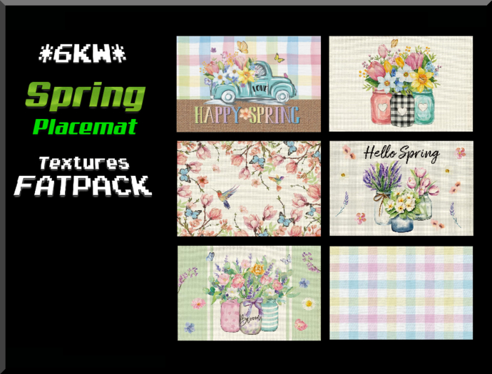 *6KW* FULL PERM Spring Placemat Textures FATPACK