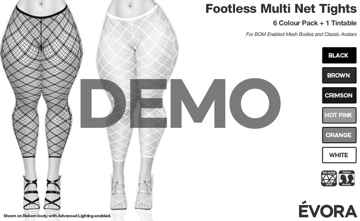 EVORA - Footless Multi Net Tights - Demo