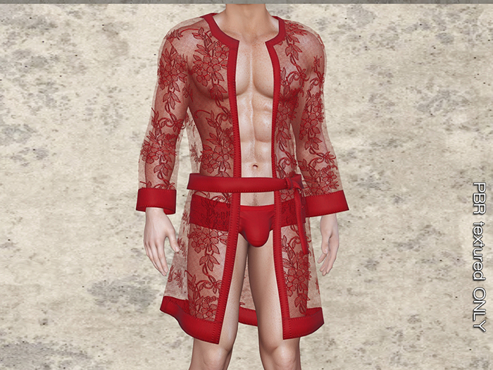 TwoSided Lace bedroom robe red