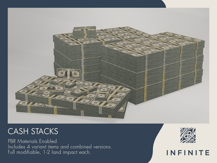 Infinite - Cash Stacks – PBR Money Props – Decor / Roleplay