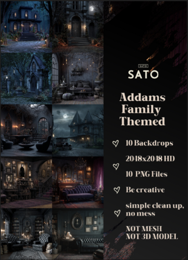 SATO - Addams Family Themed backdrops (UNPACK)