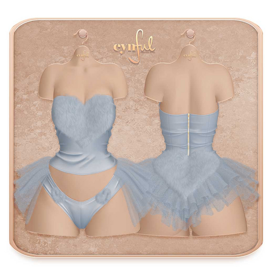 Cynful Heartthrob Top + Panties Set - Cloud