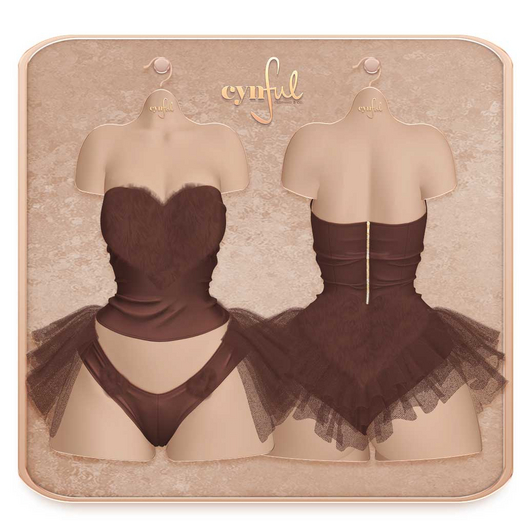 Cynful Heartthrob Top + Panties Set - Pecan