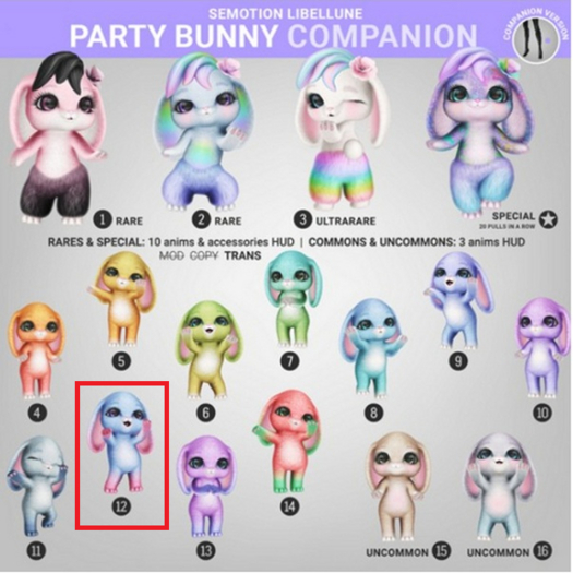 SEmotion Libellune Party Bunny Companion COMMON 12
