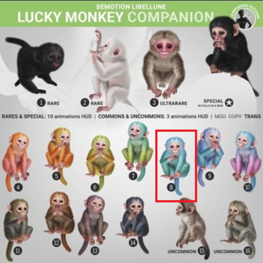 SEmotion Libellune Lucky Monkey Companion COMMON 08