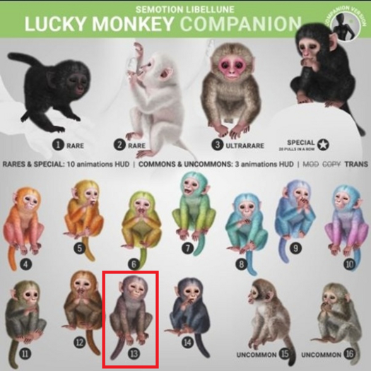 SEmotion Libellune Lucky Monkey Companion COMMON 13