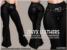 High Waist Bellbottom pants with belt - Black