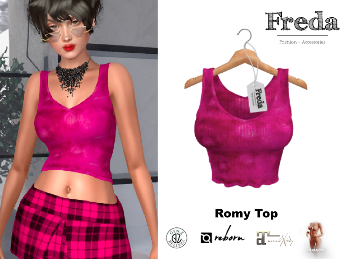 "Freda" Romy Top Magenta, Simple Tight Tank Top, Worn Grungy Rib Jersey