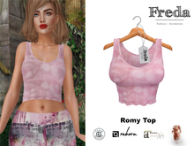 "Freda" Romy Top Powder, Simple Tight Tank Top, Worn Grungy Rib Jersey