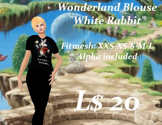 Wonderland Blouse-White Rabbit