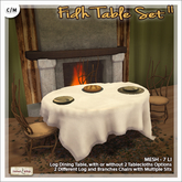 [V/W] Fidh Table Set II - Medieval Fantasy Log Chairs & Table, with and without tablecloth (2 options, menu driven)