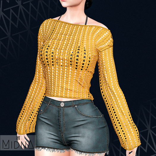 MIDNA - Gabi Sweater - Mesh V. - MUSTARD [ADD]
