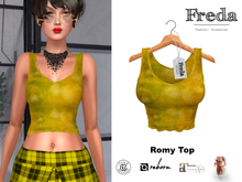 "Freda" Romy Top Batik Mustard Yellow, Simple Tight Tank Top, Worn Grungy Rib Jersey
