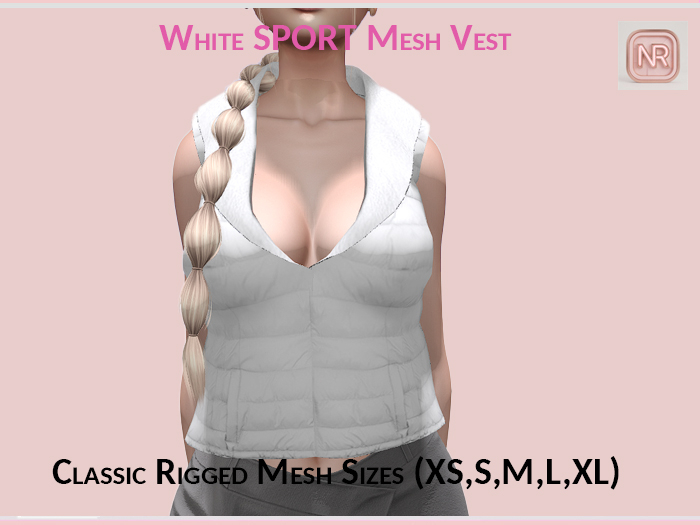 White Sport Mesh Vest Classic Rigged Mesh (Updated)