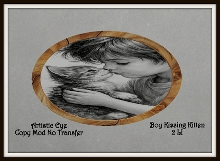 Artistic Eye Boy Kissing Kitten 2LI LCAE (Add)