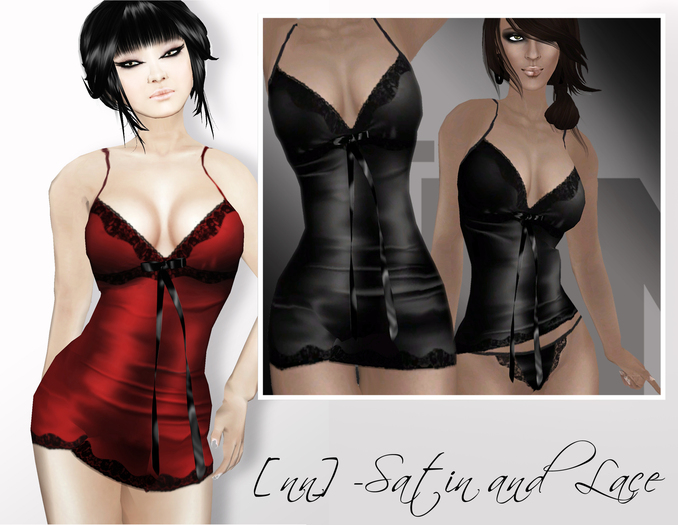 [nn] -SATIN AND LACE  -black