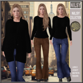 SWEATER WITH FLARED JEANS,CORDUROY PANTS&COAT,
