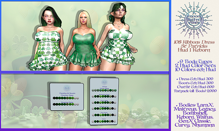 108 Ribbons Dress St Patricks HUD 1 Reborn