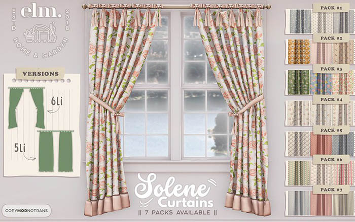 Elm. Solene Curtains [FATPACK]