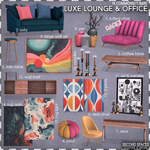 Second Spaces - Luxe Lounge & Office FULL SET with RARE