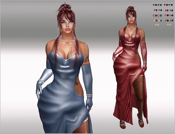 SET Dress long,Sleeves,String,Heels,Collar 36x Multicolor4 HUD