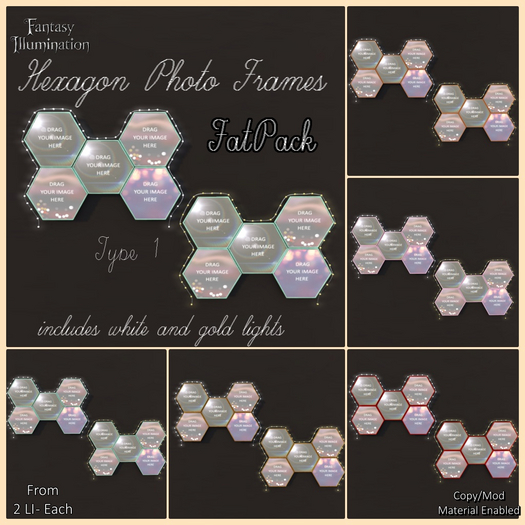 Hexagon Photo Frames Type 1 FatPack
