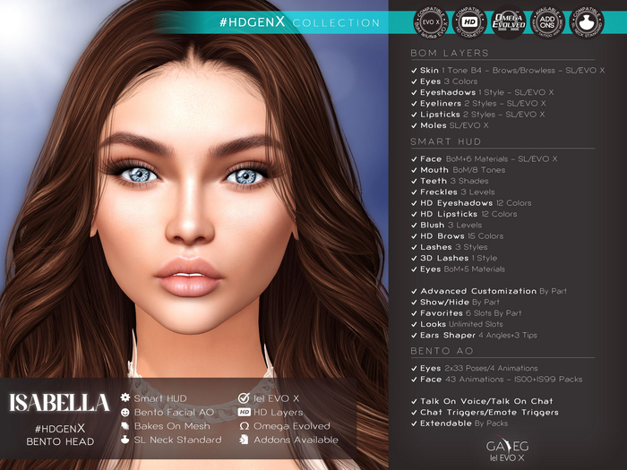 NEW !!! [GA.EG] Isabella 3.2.1 #HDGenX Bento Head DEMO