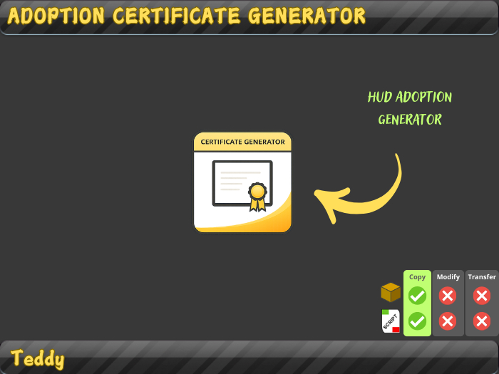 Adoption certificate generator