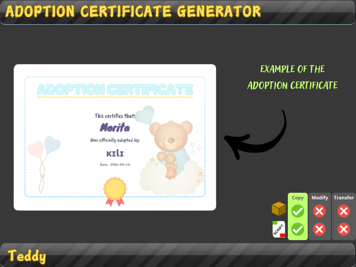 Adoption certificate generator