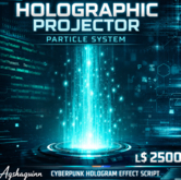 Holographic Projector Particle System – Cyan Sci-Fi Light Beam Effect Script for Interactive Displays (LSL)
