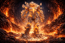 Lava Stone Golem – Elemental Rock Guardian Statue