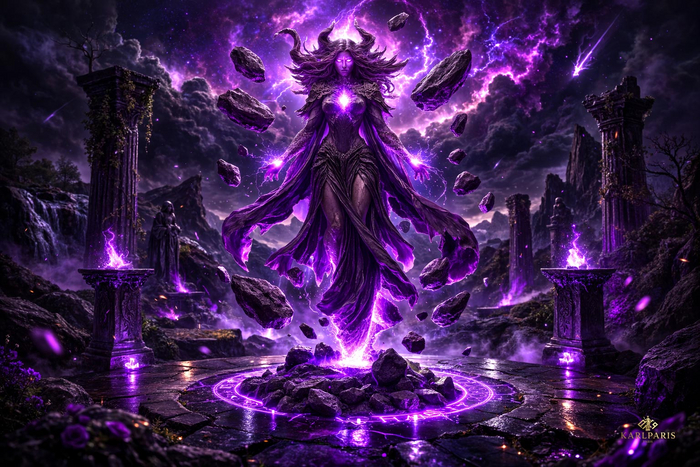 Void Sorceress – Dark Arcane Floating Spirit Statue