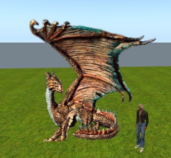 Dragon Large looking back   flat TGA sl prim (boxed)