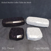 ! D.L. Decor Etched Marble Coffee Table Set Mesh Fatpack