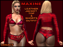MAXINE LEATHER JACKET, TOP, SHORTS OUTFIT, RED, LEGACY