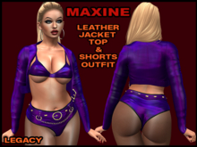 MAXINE LEATHER JACKET, TOP, SHORTS OUTFIT, PURPLE, LEGACY